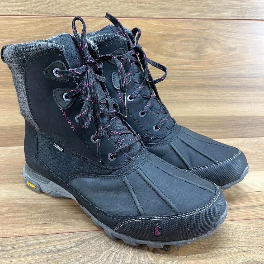 Anhu Womens Boots Size 8‎ Sugar Peak Waterproof 200 gram Insulated Black Gray